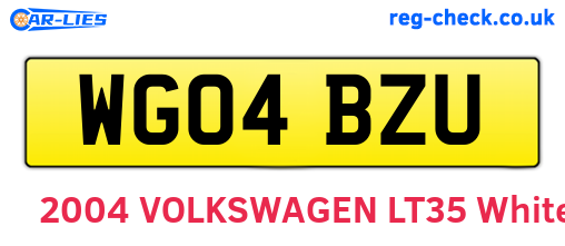 WG04BZU are the vehicle registration plates.