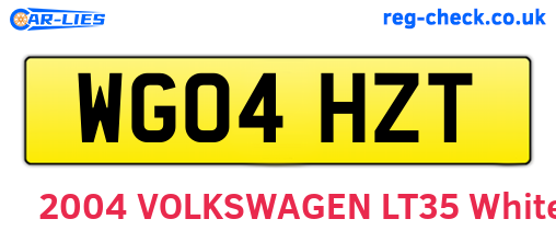WG04HZT are the vehicle registration plates.