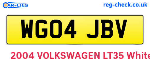 WG04JBV are the vehicle registration plates.