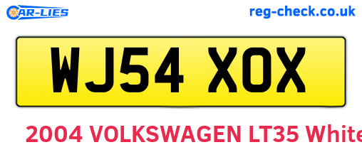 WJ54XOX are the vehicle registration plates.