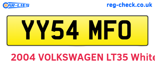 YY54MFO are the vehicle registration plates.
