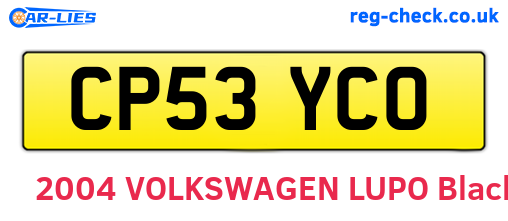 CP53YCO are the vehicle registration plates.