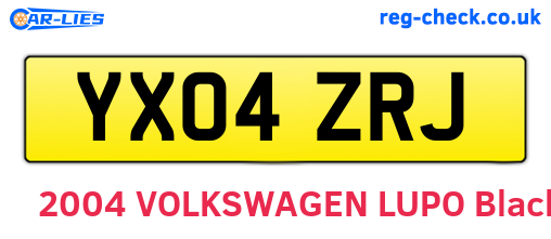 YX04ZRJ are the vehicle registration plates.