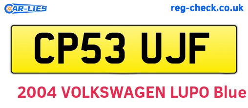 CP53UJF are the vehicle registration plates.