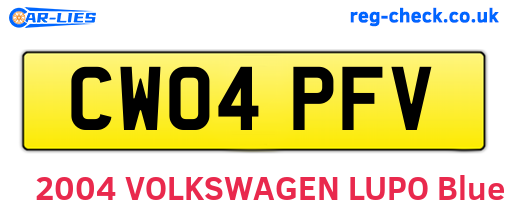 CW04PFV are the vehicle registration plates.