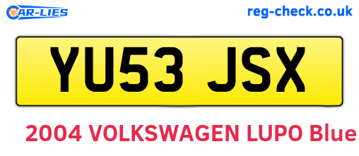 YU53JSX are the vehicle registration plates.
