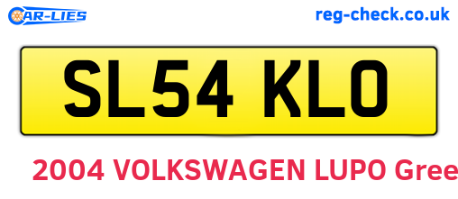 SL54KLO are the vehicle registration plates.