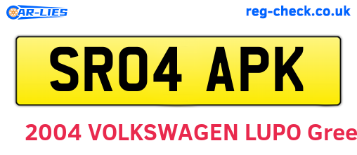 SR04APK are the vehicle registration plates.