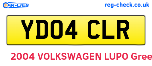 YD04CLR are the vehicle registration plates.
