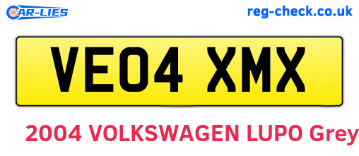 VE04XMX are the vehicle registration plates.