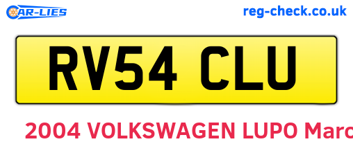 RV54CLU are the vehicle registration plates.