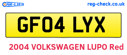 GF04LYX are the vehicle registration plates.