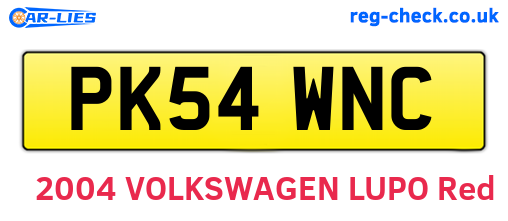 PK54WNC are the vehicle registration plates.