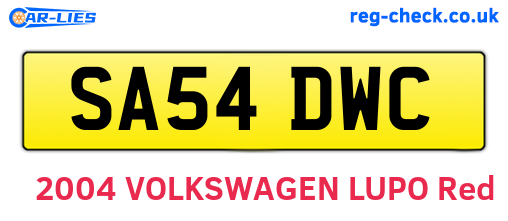 SA54DWC are the vehicle registration plates.