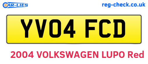 YV04FCD are the vehicle registration plates.