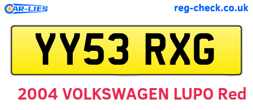 YY53RXG are the vehicle registration plates.