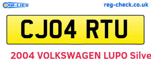 CJ04RTU are the vehicle registration plates.