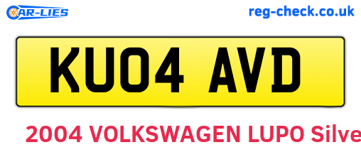 KU04AVD are the vehicle registration plates.