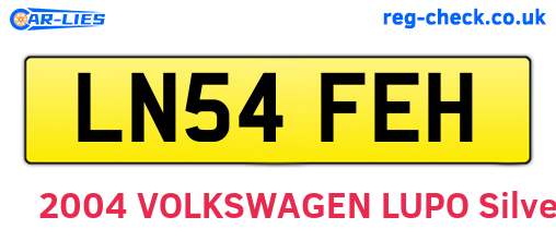 LN54FEH are the vehicle registration plates.