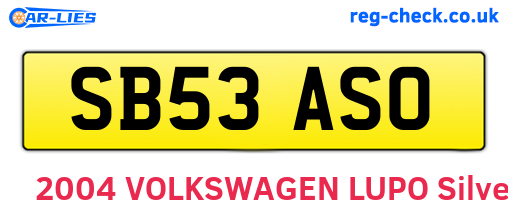 SB53ASO are the vehicle registration plates.