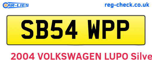 SB54WPP are the vehicle registration plates.
