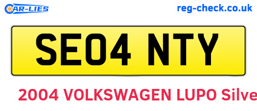 SE04NTY are the vehicle registration plates.