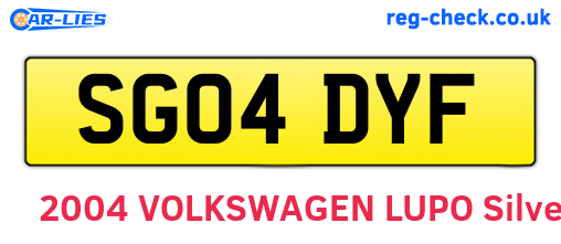 SG04DYF are the vehicle registration plates.