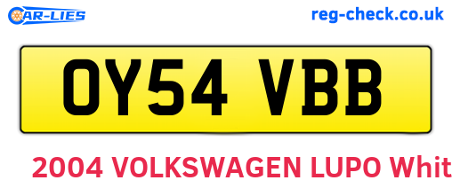 OY54VBB are the vehicle registration plates.
