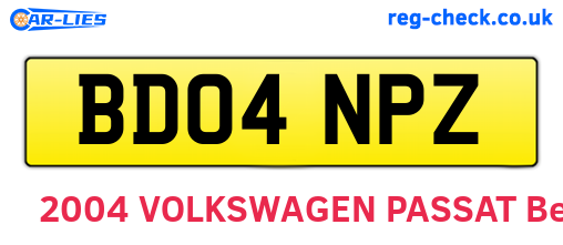 BD04NPZ are the vehicle registration plates.