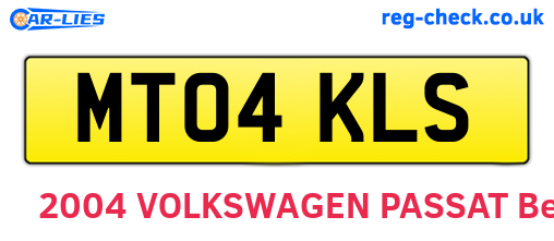 MT04KLS are the vehicle registration plates.