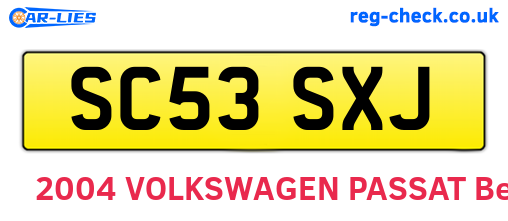 SC53SXJ are the vehicle registration plates.