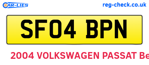 SF04BPN are the vehicle registration plates.