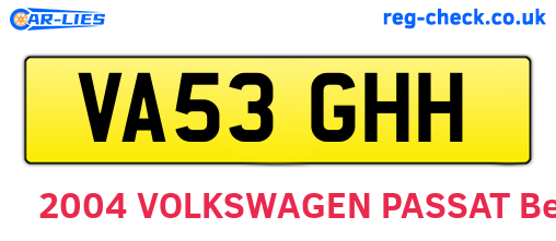 VA53GHH are the vehicle registration plates.