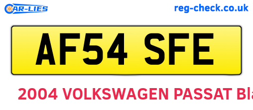 AF54SFE are the vehicle registration plates.