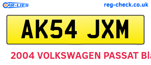 AK54JXM are the vehicle registration plates.