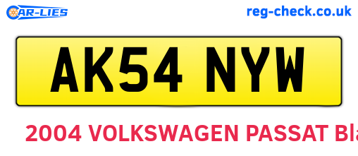 AK54NYW are the vehicle registration plates.