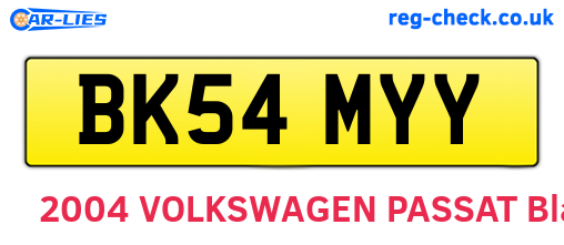 BK54MYY are the vehicle registration plates.