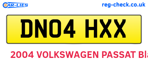 DN04HXX are the vehicle registration plates.