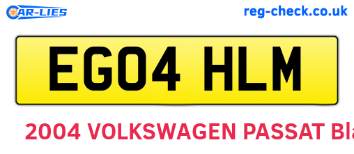 EG04HLM are the vehicle registration plates.
