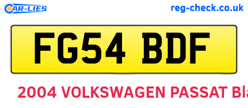 FG54BDF are the vehicle registration plates.