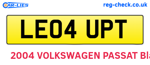 LE04UPT are the vehicle registration plates.