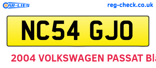 NC54GJO are the vehicle registration plates.