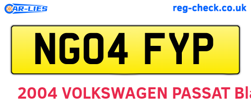 NG04FYP are the vehicle registration plates.