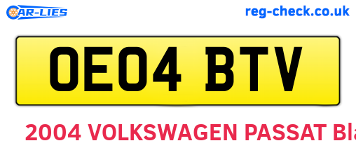 OE04BTV are the vehicle registration plates.