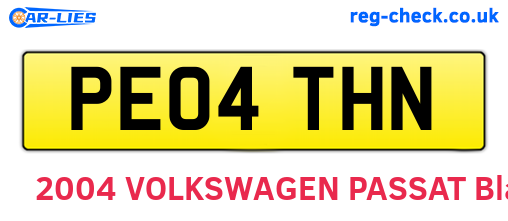 PE04THN are the vehicle registration plates.