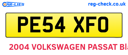 PE54XFO are the vehicle registration plates.