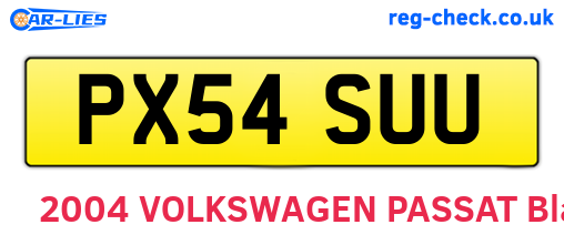 PX54SUU are the vehicle registration plates.