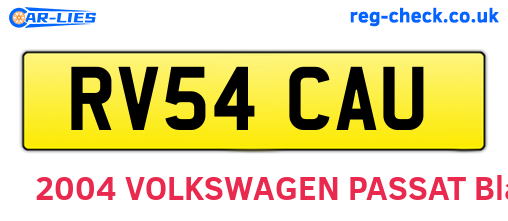 RV54CAU are the vehicle registration plates.