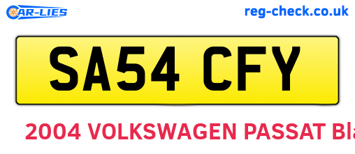 SA54CFY are the vehicle registration plates.