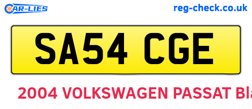 SA54CGE are the vehicle registration plates.
